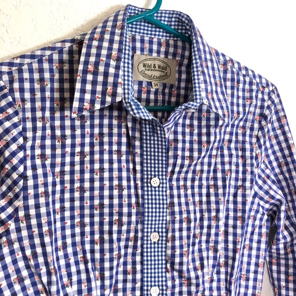 Wild & Wald gingham floral shirt sz 34 - Picture 5 of 7